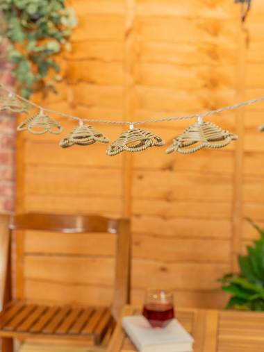 Outdoor Battery Powered Rattan Flower String Lights