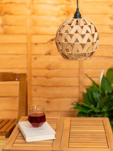 Battery Powered Rattan Sphere Pendant Light