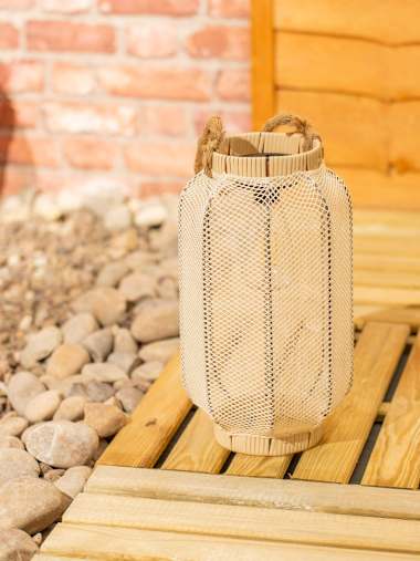 Solar Natural Colour Mesh Lantern with Rope Handle