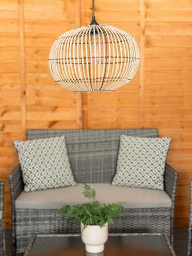 Solar Oval Bamboo Pendant Light