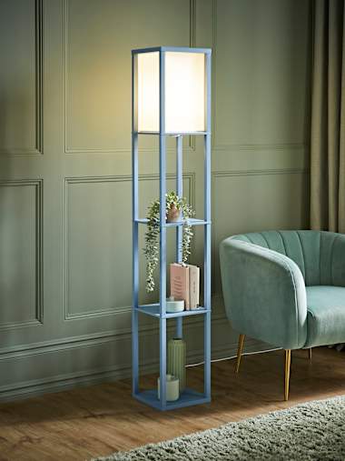 Struttura Blue Shelving Floor Lamp with Fabric Shade