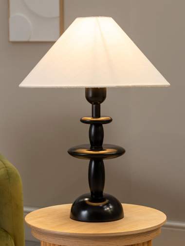 Justin Dark Wood Stack Table Lamp