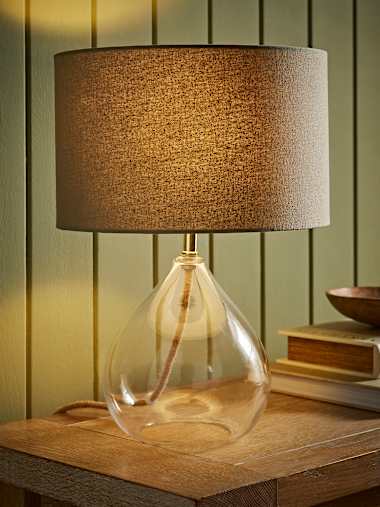 Eloise Glass Table Lamp with Linen Shade