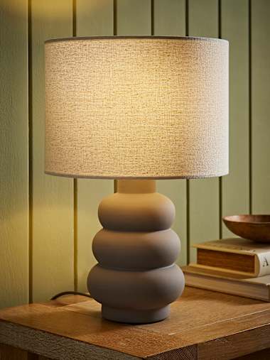 Rochelle Hand-Finished Grey Bubble Stack Table Lamp