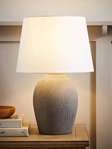 Clint Hand-Finished Large Grey Etched Ceramic Table Lamp