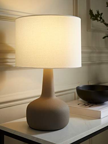 Hayley Hand-Finished Grey Squat Base Table Lamp