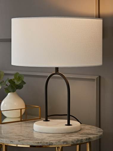 Rachel Black Metal Arch Table Lamp with Marble Base