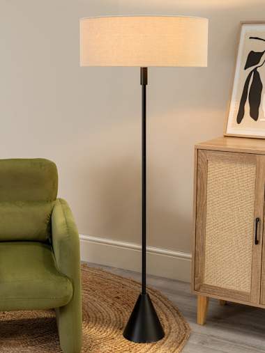 Mitch Black Triangle Floor Lamp with Wide Squat Shade
