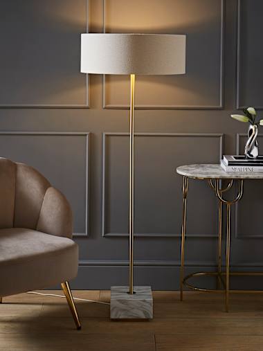 Britney Marble Base Floor Lamp with Wide Shade