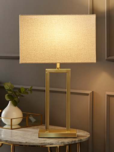 Gloria Gold Double Stem Table Lamp with Rectangular Shade