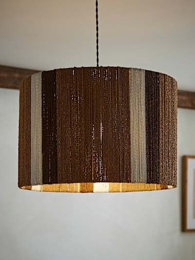 Striped Rattan Drum Lamp Shade