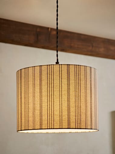 Hallie Large Striped Linen Drum Light Shade