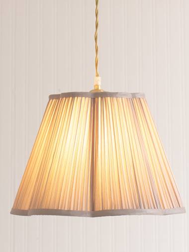 Large Light Grey Faux Silk Pleated Scalloped Shade