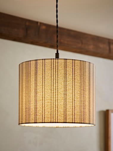 Small Striped Linen Drum Light Shade