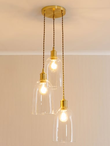 Brushed Gold Braided Cable Adjustable Cluster Ceiling Lampholder