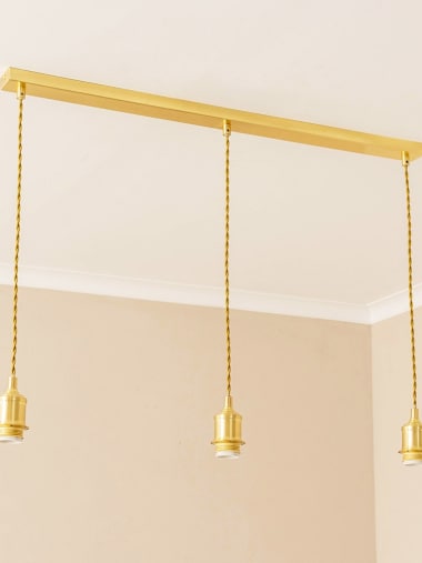 Brushed Gold Braided Cable Adjustable Diner Ceiling Lampholder