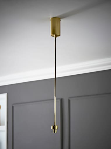 Brushed Gold Fabric Cable Threaded Pendant Ceiling Lampholder