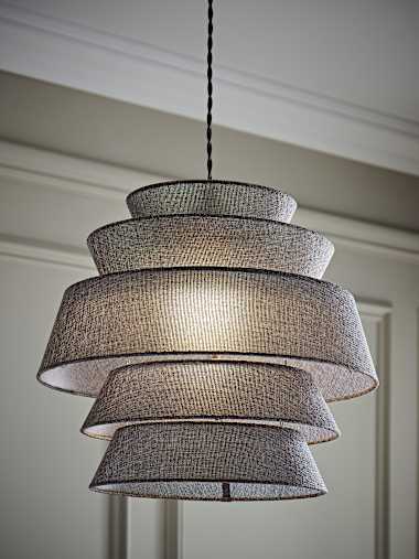 5 Tier Grey Linen Pendant Shade