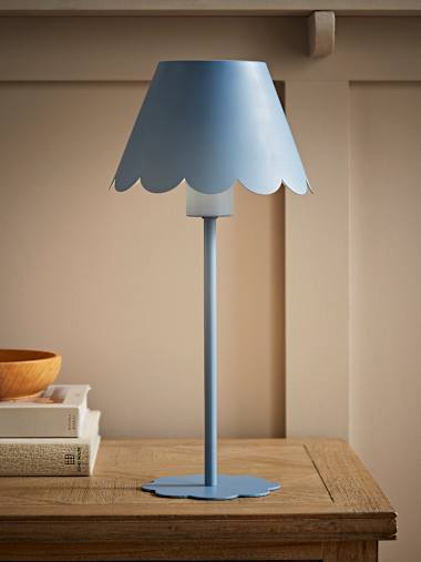 Hattie Light Blue Rechargeable Scalloped Table Lamp