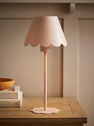Hattie Light Pink Rechargeable Scalloped Table Lamp