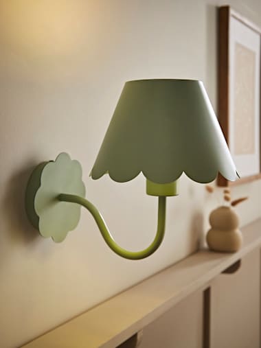Hattie Light Green Rechargeable Scalloped Wall Light