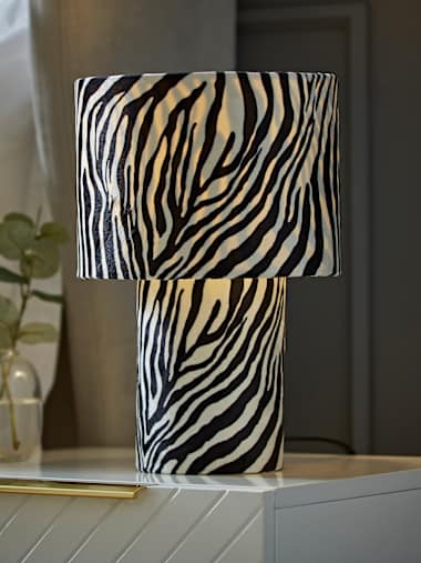 Nessa Zebra Print Velvet Table Lamp