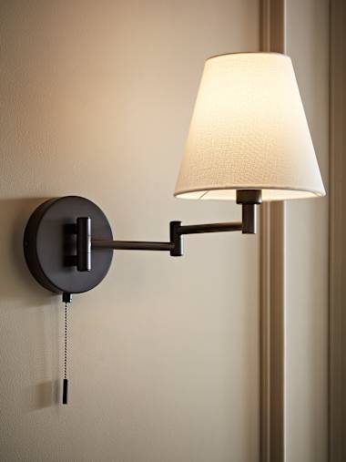 Sonia Matte Black Swing Arm Wall Light with Tapered Shade