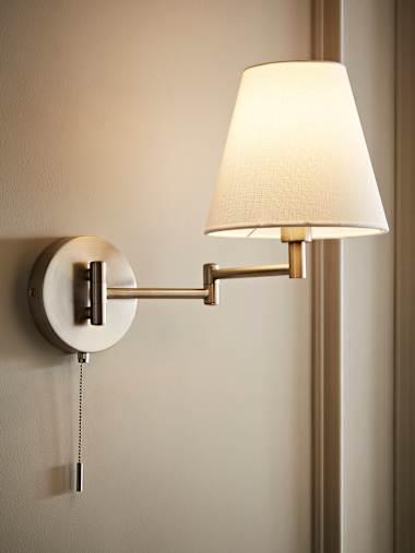 Sonia Brushed Chrome Swing Arm Wall Light with Tapered Shade