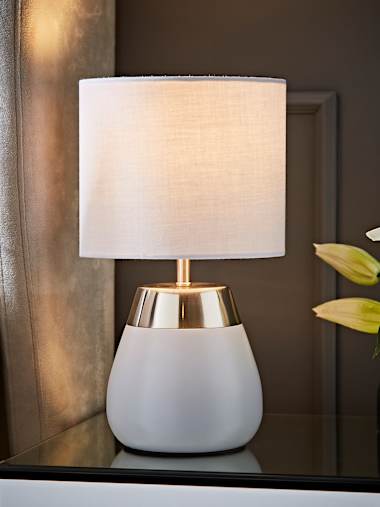 Hurst Grey Touch Table Lamp with Grey Shade