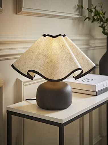 Emilia Black Table Lamp with Black Trim Wave Shade