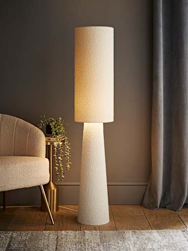Ash Cream Boucle Fabric Floor Lamp