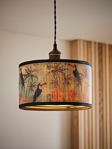Pendant Shade Small Pastel Bamboo Drum Shade
