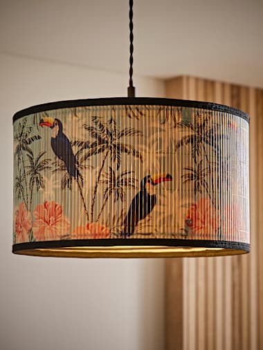 Pendant Shade Medium Pastel Bamboo Drum Shade