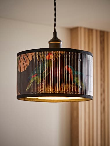 Pendant Shade Small Monochrome Bamboo Drum Shade