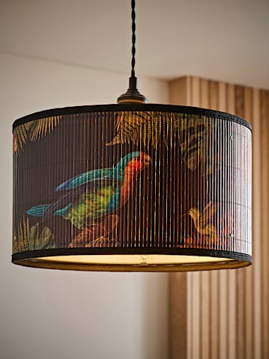 Pendant Shade Medium Monochrome Bamboo Drum Shade