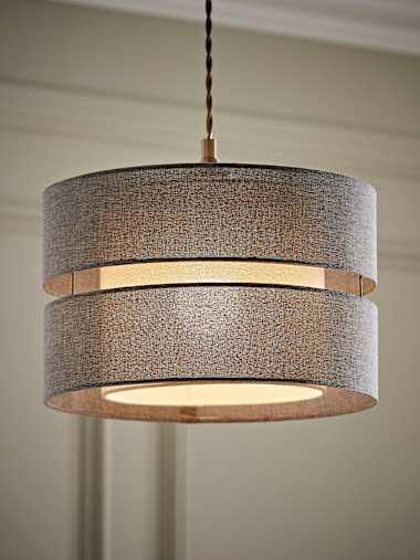 Medium Grey Linen Pendant Shade