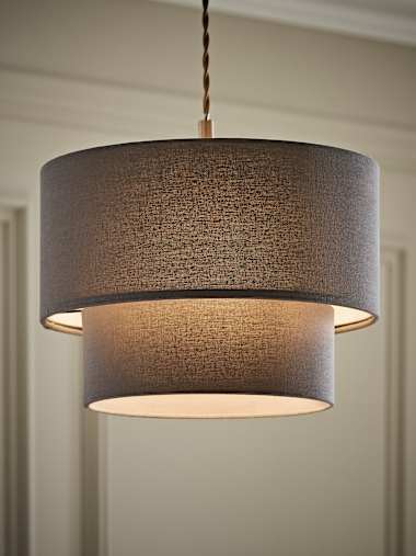 Jodie 2 Tier Grey Linen Drum Shade
