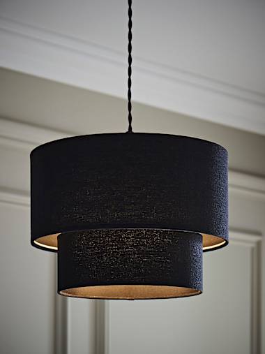 Jodie 2 Tier Black Linen Drum Shade
