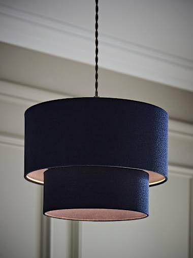 Jodie 2 Tier Navy Linen Drum Shade