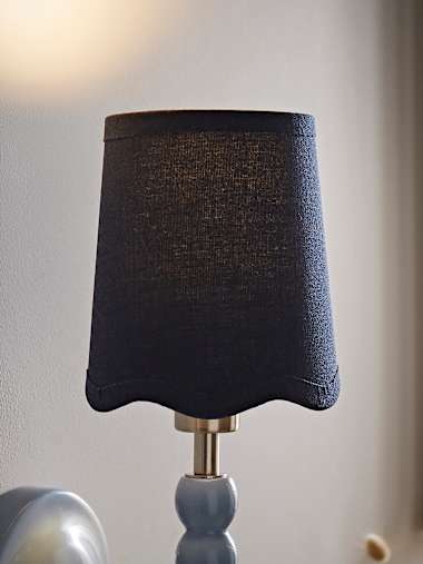 Extra Small Navy Linen Scalloped Shade