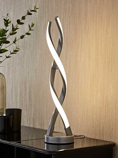 Infinity Matte Silver Double Twist Table Lamp