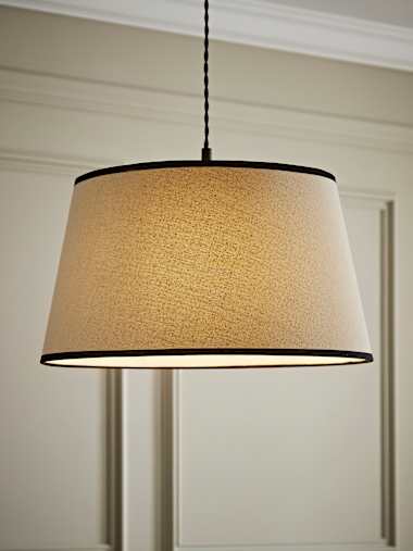 Aspen Large Tapered Linen Shade with Black Trim