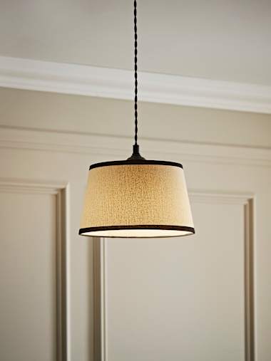 Aspen Small Tapered Linen Shade with Black Trim