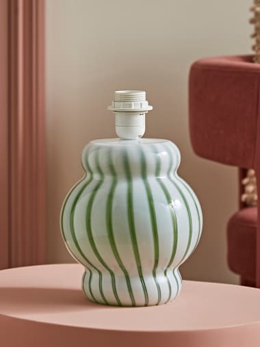 Taffy Green Striped Glass Table Lamp Base