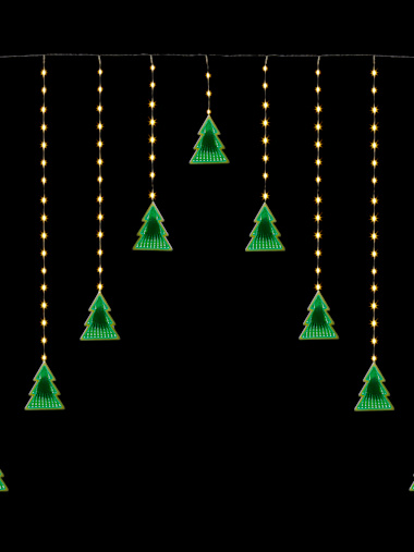 Premier Decorations Multi-Action Infinity Trees Curtain with Green and Warm White LEDs