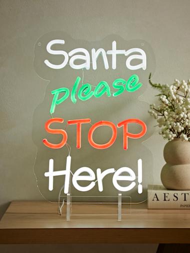 Premier Decorations Santa Please Stop Here Neon Effect Sign
