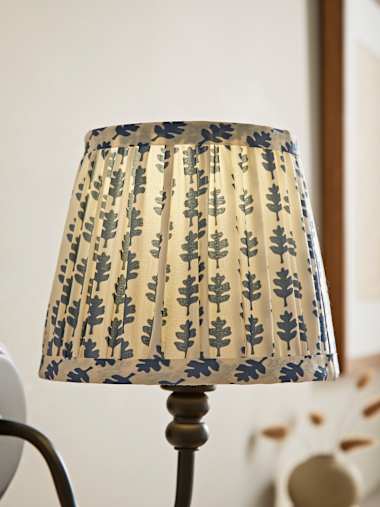 Extra Small Navy Floral Pleated Taper Shade