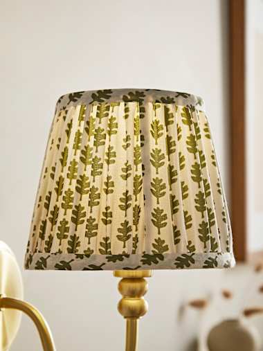 Extra Small Moss Green Floral Pleated Taper Shade