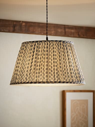 Grange Large Blue Floral Pleated Pendant Shade