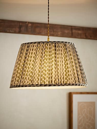 Large Green Floral Pleated Pendant Shade